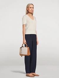 Leather And Canvas Tote Bag