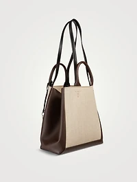 Medium Double Up Leather And Canvas Tote Bag