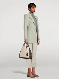 Medium Double Up Leather And Canvas Tote Bag
