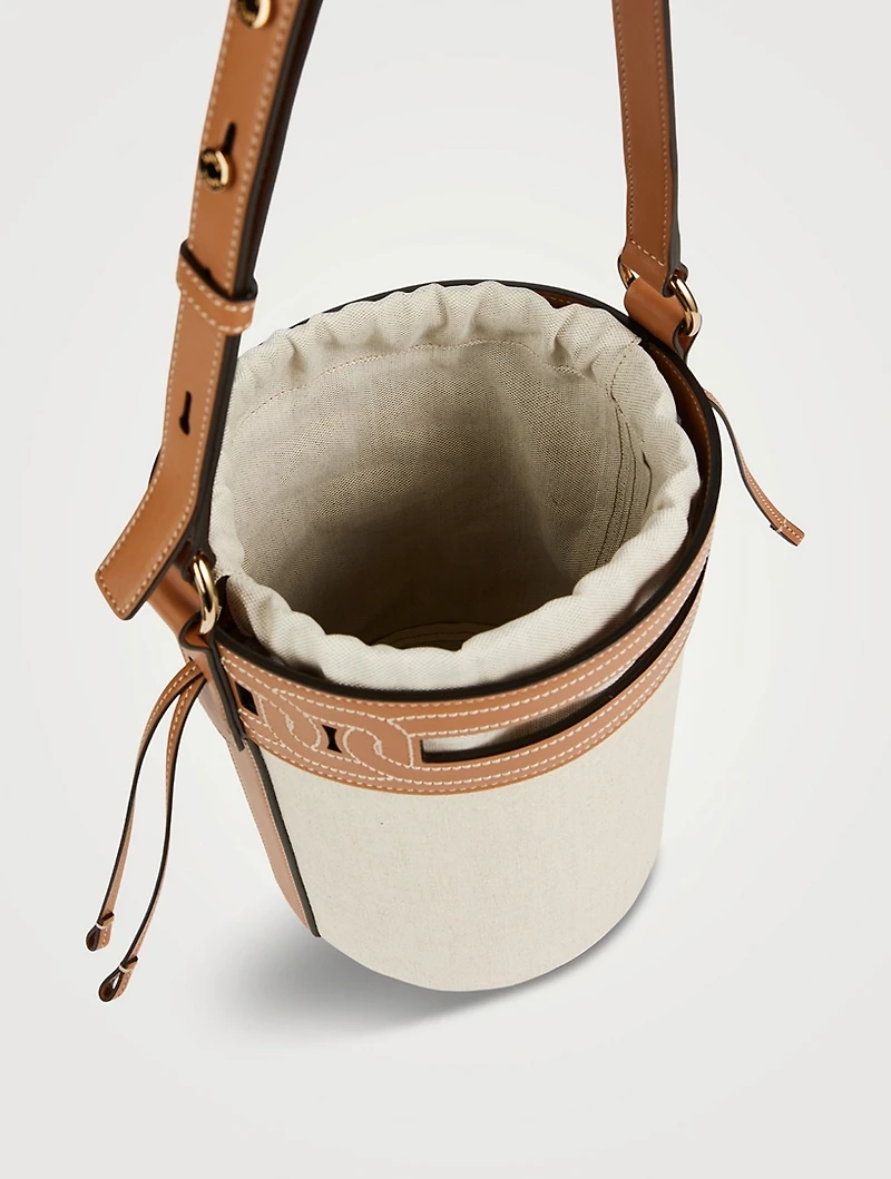 Kate Leather-Trimmed Canvas Bucket Bag