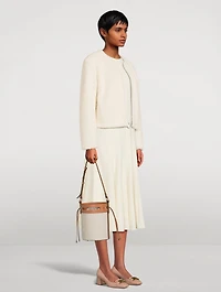 Kate Leather-Trimmed Canvas Bucket Bag