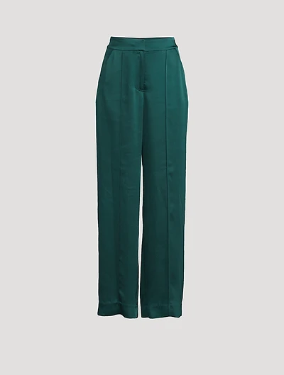 Kyra Wide-Leg Satin Trousers