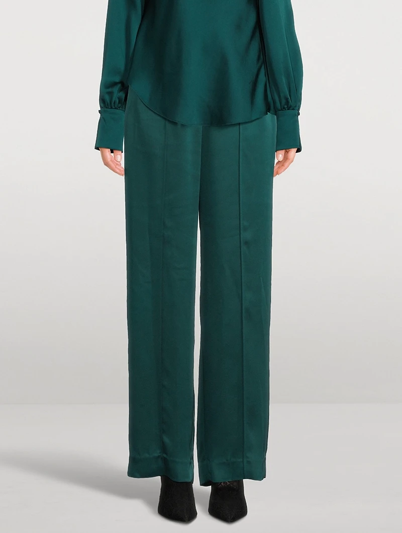 Kyra Wide-Leg Satin Trousers