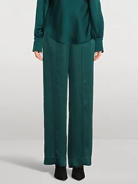 Kyra Wide-Leg Satin Trousers