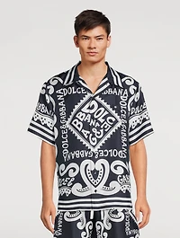 Silk Short-Sleeve Shirt Marina Print