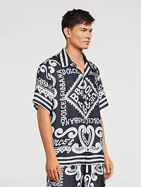 Silk Short-Sleeve Shirt Marina Print