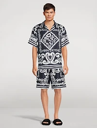 Silk Short-Sleeve Shirt Marina Print