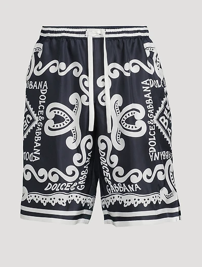 Silk Shorts Marina Print