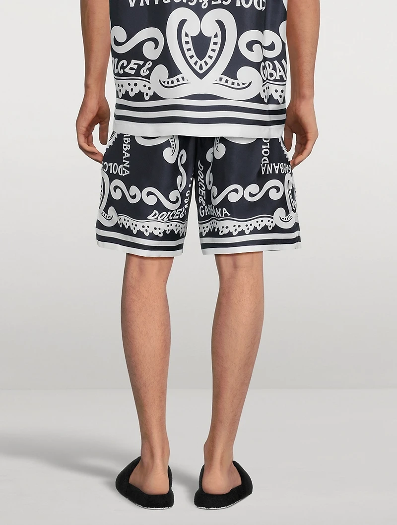 Silk Shorts Marina Print