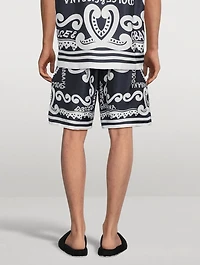 Silk Shorts Marina Print
