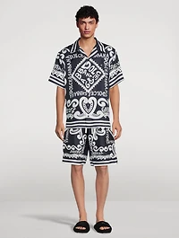 Silk Shorts Marina Print