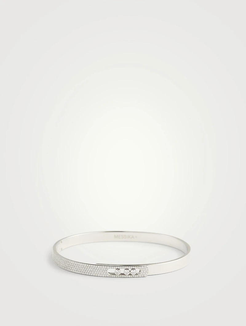 Move Noa 18K White Gold Pavé Bangle With Diamonds