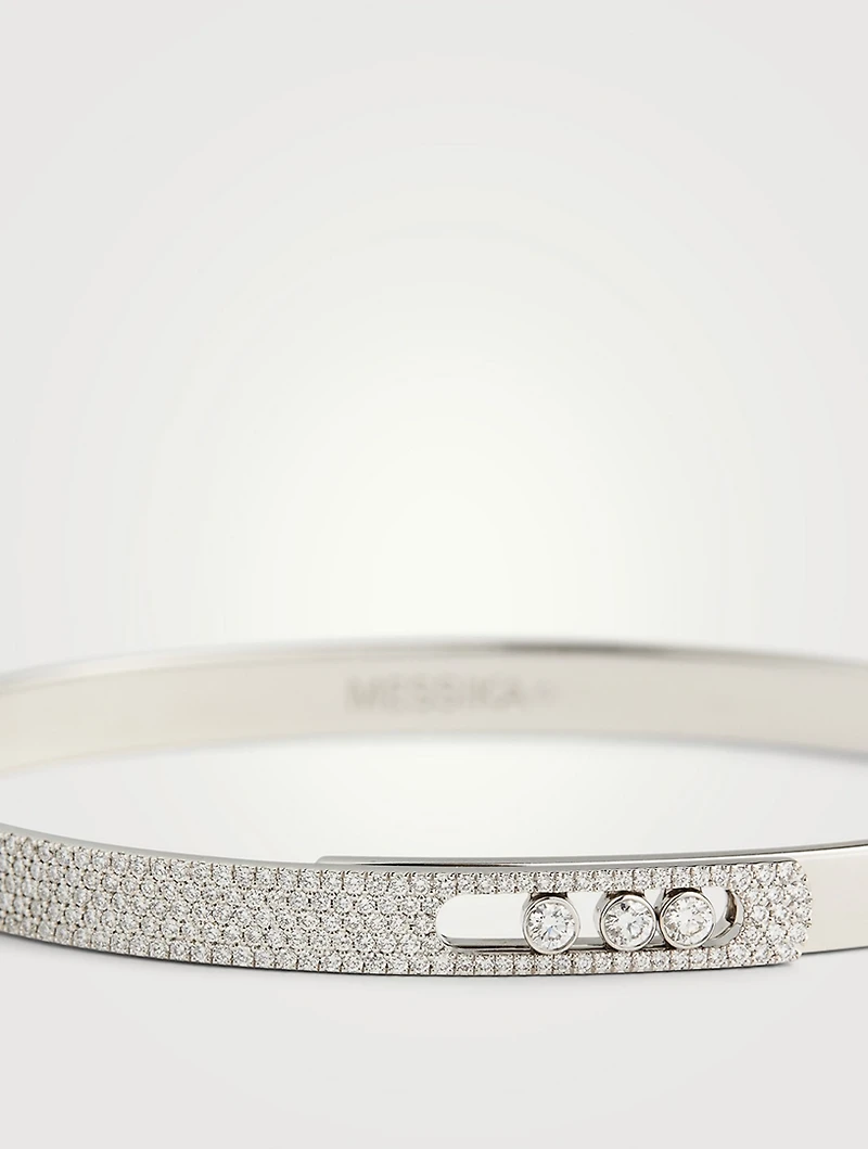 Move Noa 18K White Gold Pavé Bangle With Diamonds