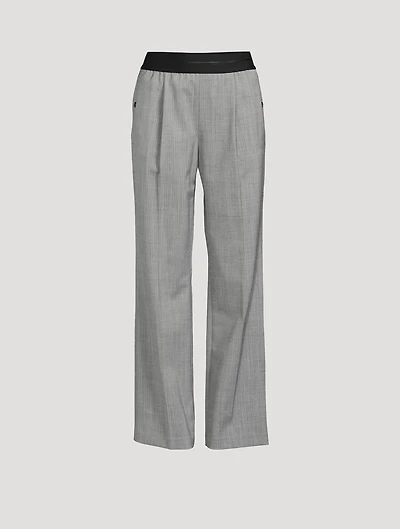 Herringbone Straight-Leg Trousers