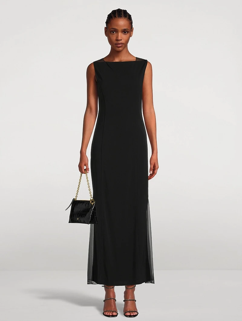 Sheer-Back Maxi Dress