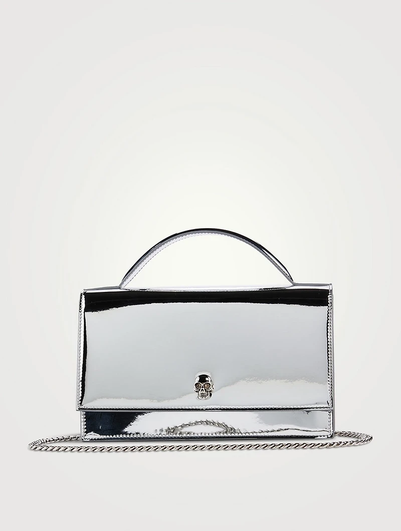 Medium Skull Metallic Top Handle Bag