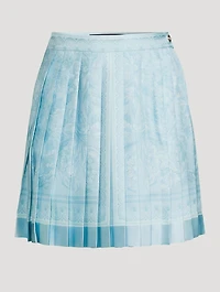Pleated Silk Mini Skirt Barocco Print