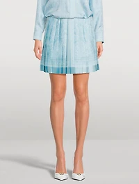 Pleated Silk Mini Skirt Barocco Print