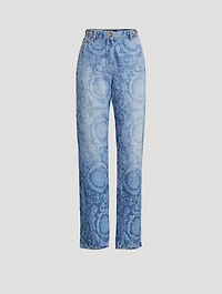 Straight-Leg Jeans Barocco Print