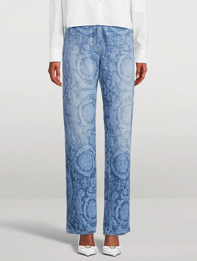 Straight-Leg Jeans Barocco Print