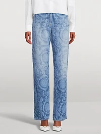 Straight-Leg Jeans Barocco Print
