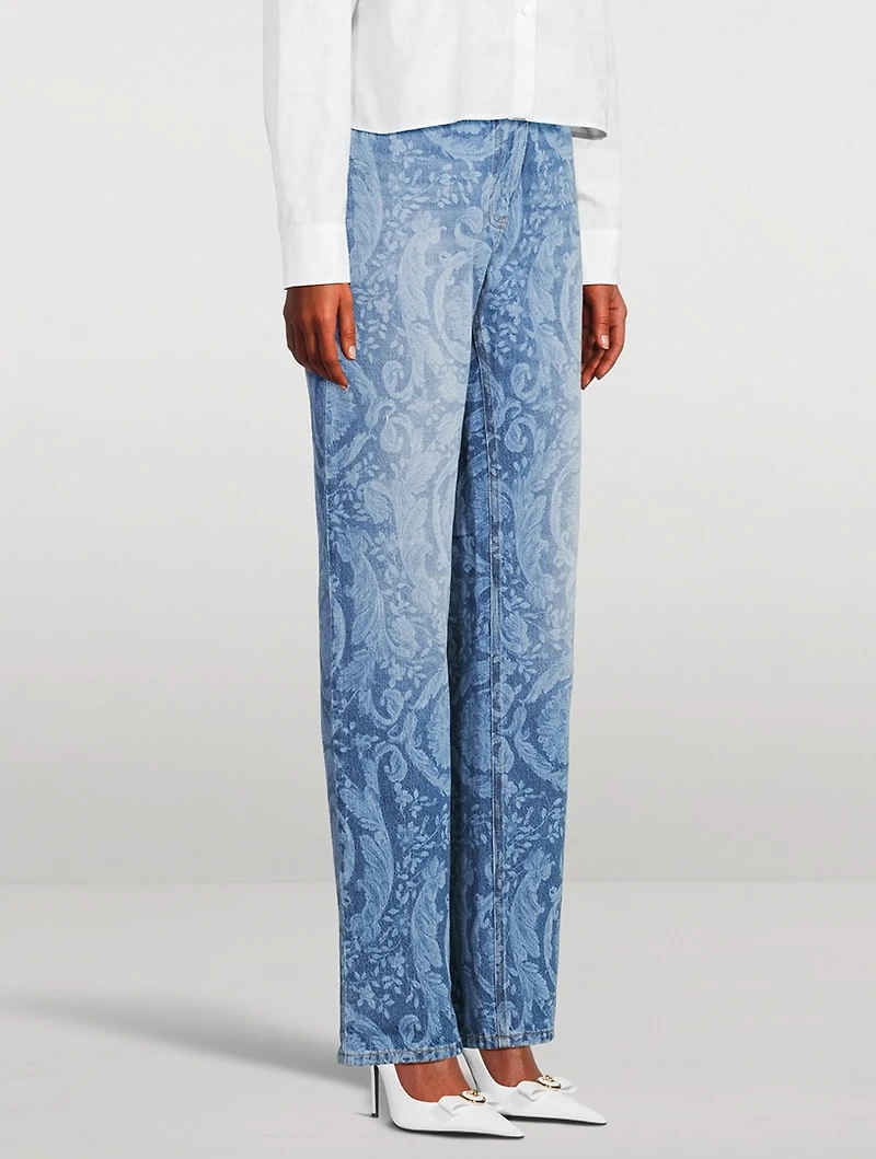 Straight-Leg Jeans Barocco Print