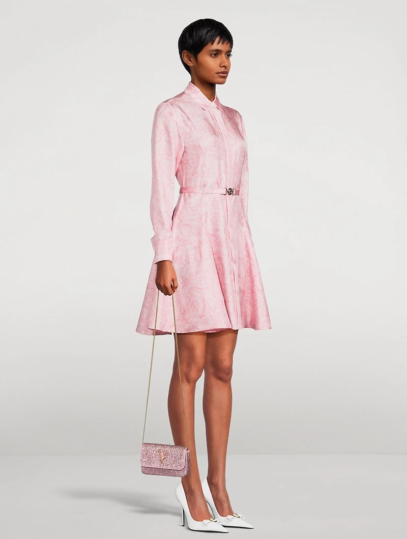 Belted Silk Shirt Dress Barocco Print
