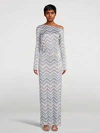 Off-The-Shoulder Sequin Maxi Dress