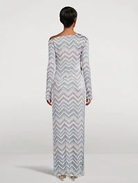 Off-The-Shoulder Sequin Maxi Dress