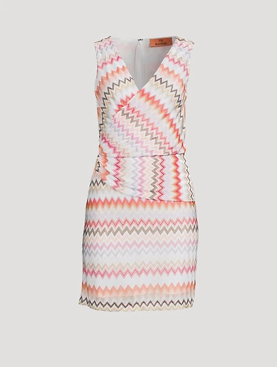Draped Mini Dress Zig Zag Print