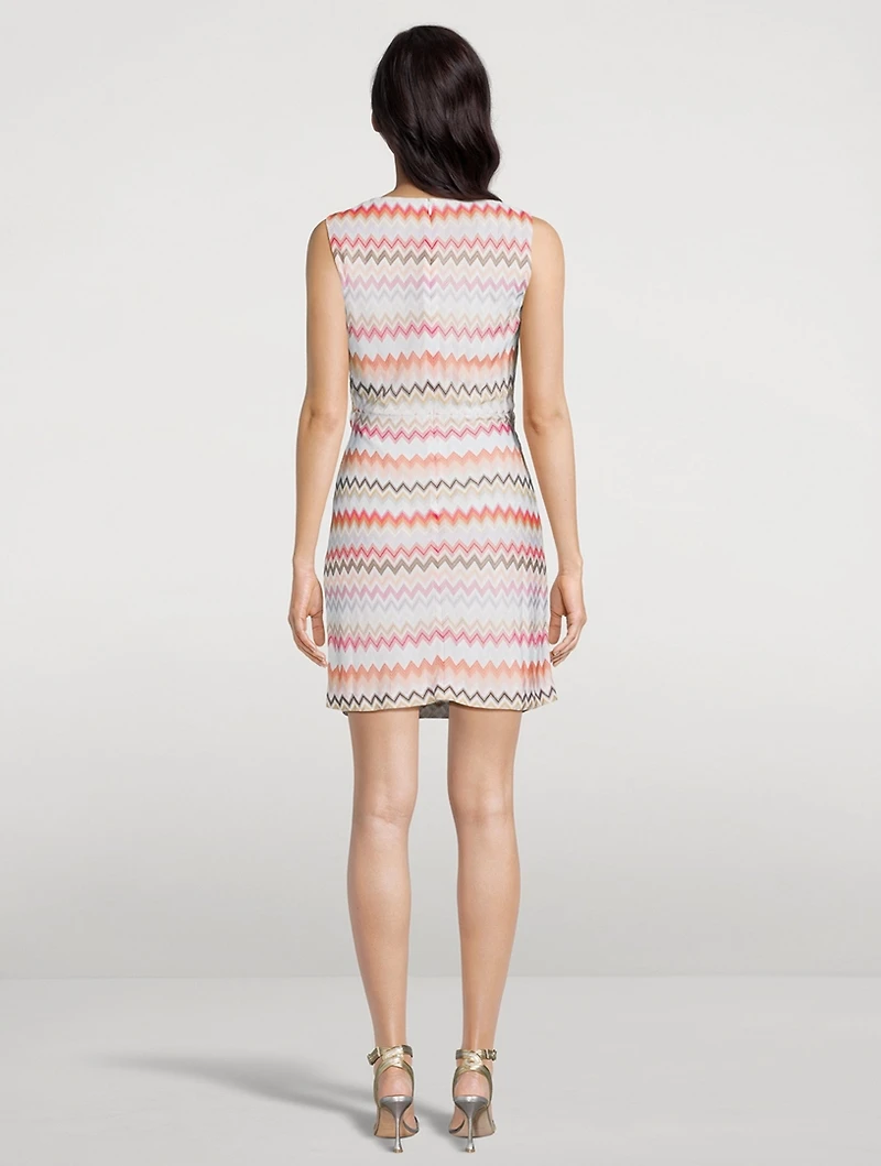 Draped Mini Dress Zig Zag Print
