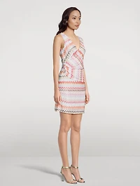 Draped Mini Dress Zig Zag Print
