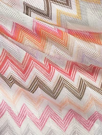 Ruched Long-Sleeve Top Zig Zag Print