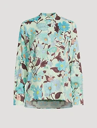 Collarless Shirt Garden Print