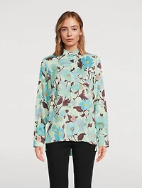 Collarless Shirt Garden Print