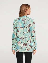 Collarless Shirt Garden Print
