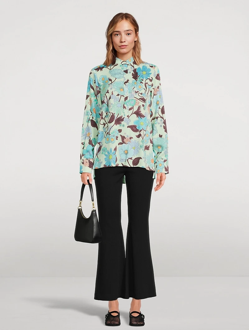 Collarless Shirt Garden Print
