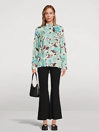 Collarless Shirt Garden Print