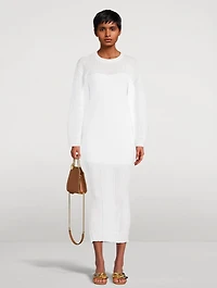 Plissé Knit Midi Dress