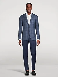 Wool Silk And Linen Jacket Check Print
