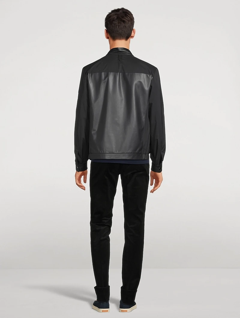 Leather And Tech Fabric Blouson Jacket