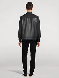 Leather And Tech Fabric Blouson Jacket