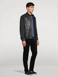 Leather And Tech Fabric Blouson Jacket