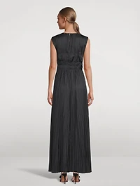 Delia Plissé Satin Maxi Dress