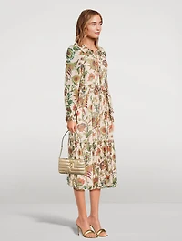 Audette Silk Midi Dress Floral Print