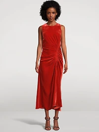 Cornelia Ruched Velvet Midi Dress