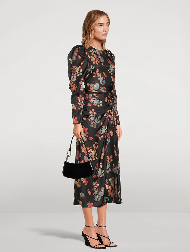 Amalie Silk Midi Dress Floral Print