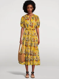 Olina Poplin Midi Dress Floral Print