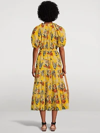Olina Poplin Midi Dress Floral Print