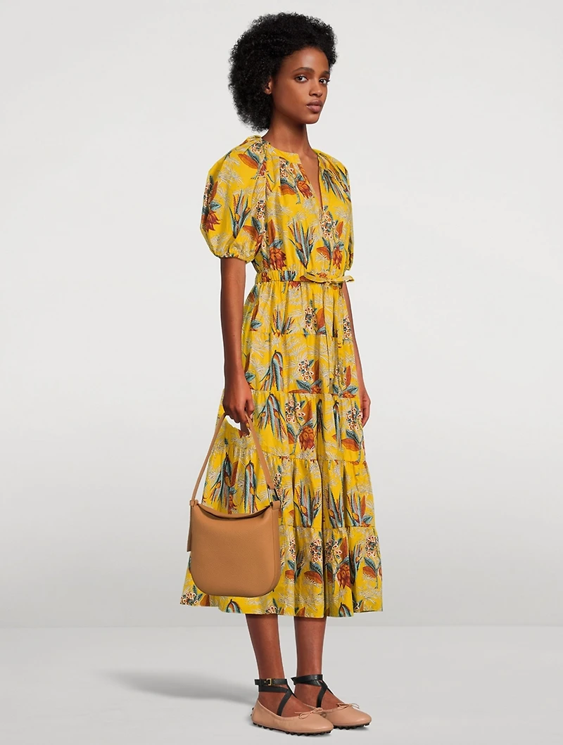 Olina Poplin Midi Dress Floral Print